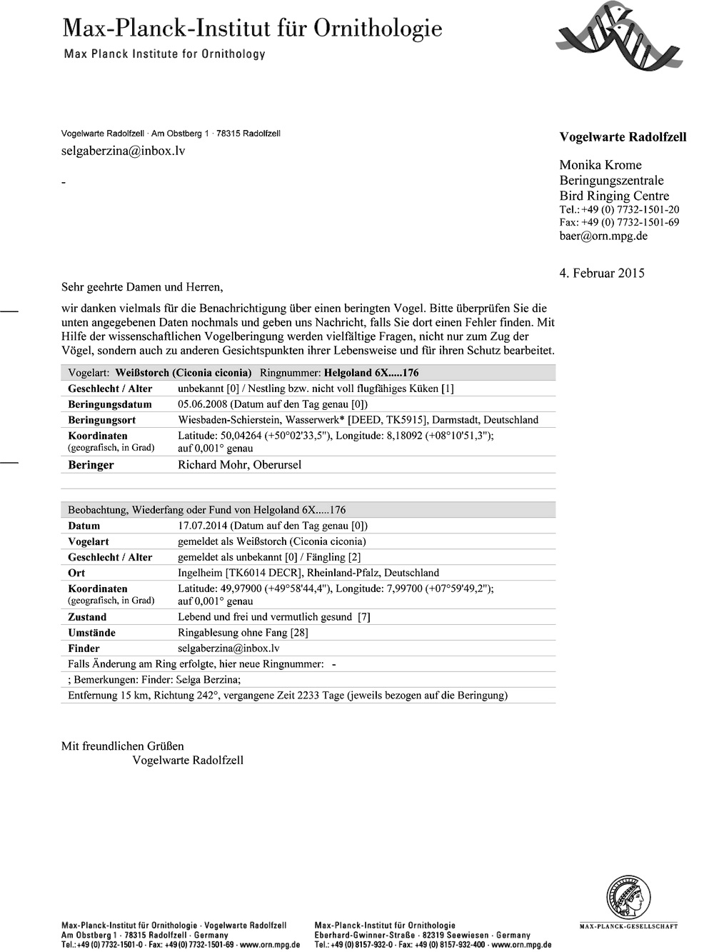 Baltais stārķis 6X 176. Baltais stārķis 6X 176.